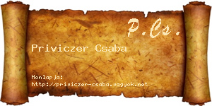 Priviczer Csaba névjegykártya